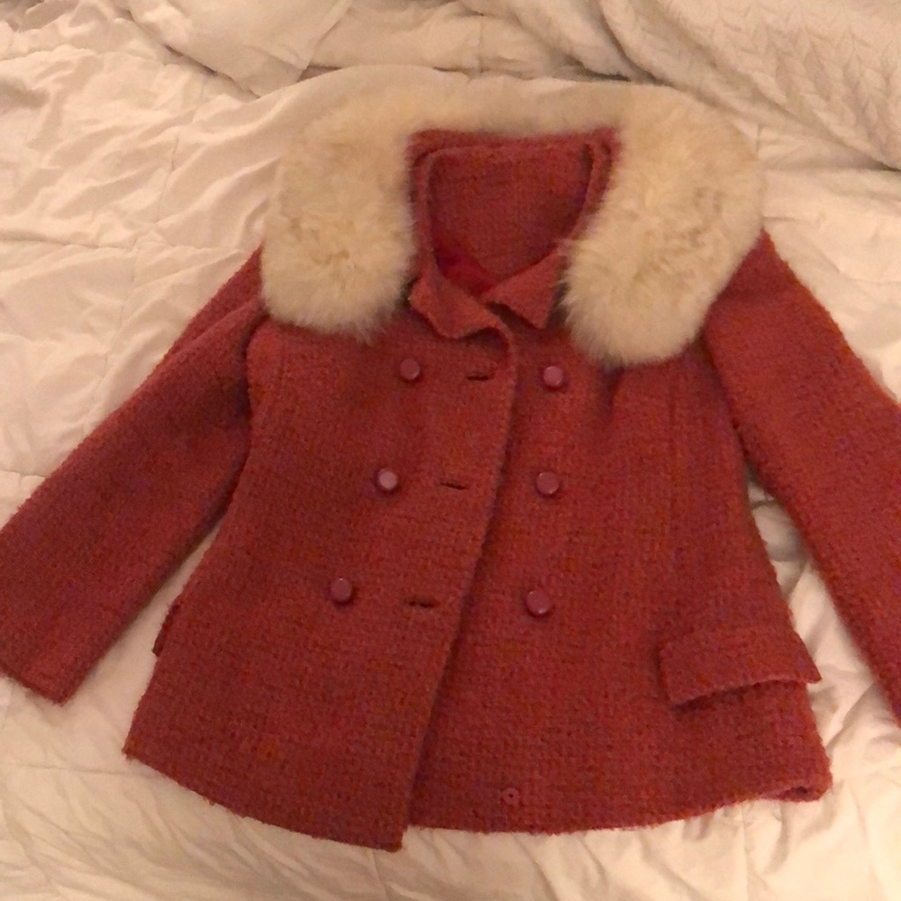 Vintage tweed and real fur coat ~ Made in Canada